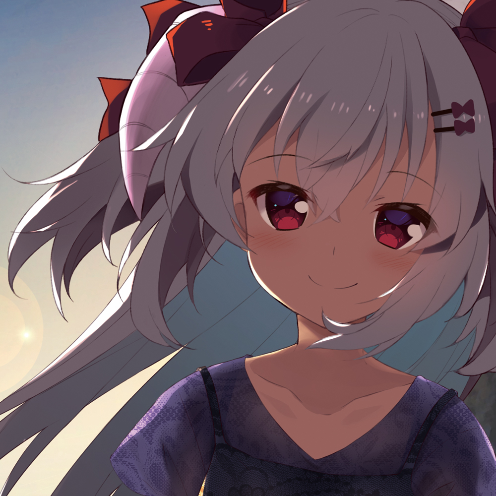 1girl, blush, bow, collarbone, curled_horns, female_focus, hair_between_eyes, hair_bow