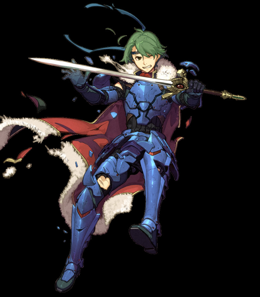1boy, alm_(fire_emblem), alm_(imperial_ascent)_(fire_emblem), armor, armored_boots, boots, cape, falchion_(fire_emblem)