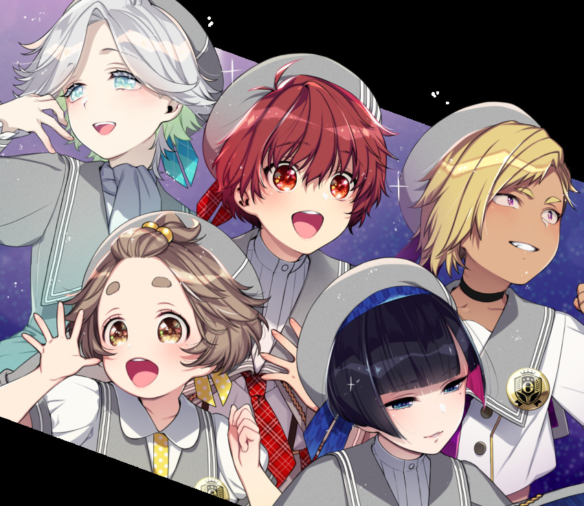 1boy, black_hair, blonde_hair, blue_eyes, brown_eyes, dark-skinned_male, dark_skin, full_body