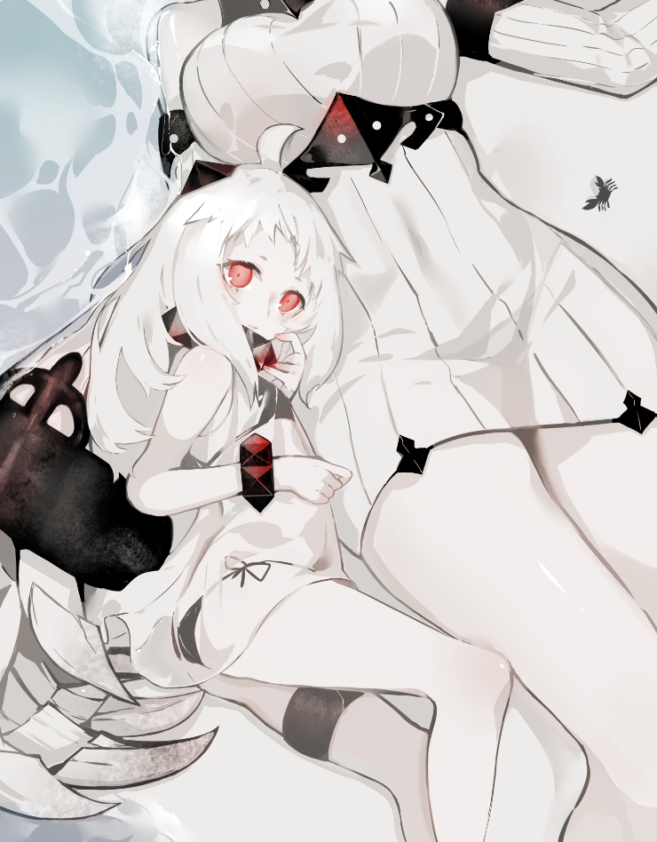 2girls, abyssal_ship, age_difference, ahoge, bad_id, bad_pixiv_id, black_bra, blush