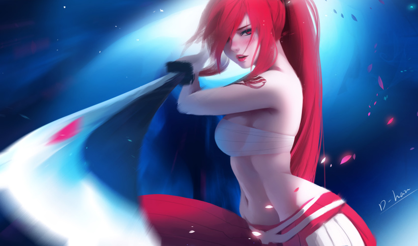 1girl, artist_name, bad_id, bad_pixiv_id, breasts, d-han, erza_scarlet, fairy_tail