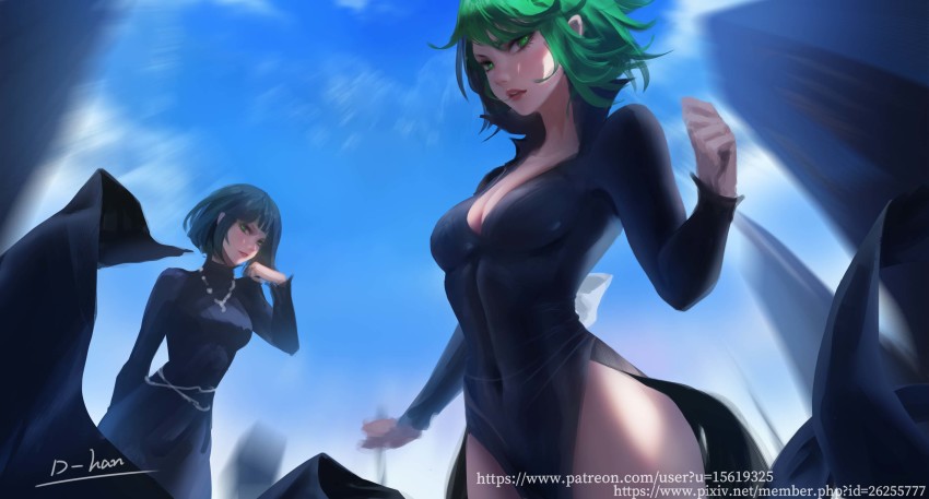 2girls, absurdres, aged_up, artist_name, bad_id, bad_pixiv_id, black_dress, black_hair