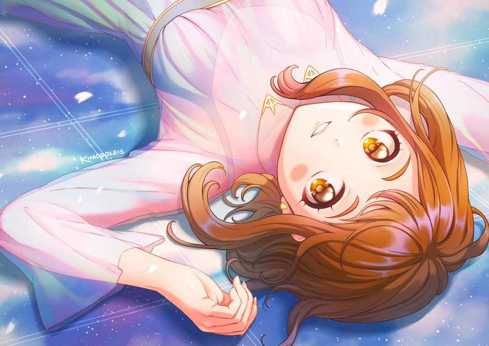 1girl, artist_name, bad_id, bad_pixiv_id, blush_stickers, boku_no_hero_academia, breasts, brown_eyes