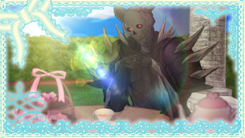 1boy, armor, biscuit, bow, cup, death_knight_(fire_emblem), fire_emblem, fire_emblem:_three_houses