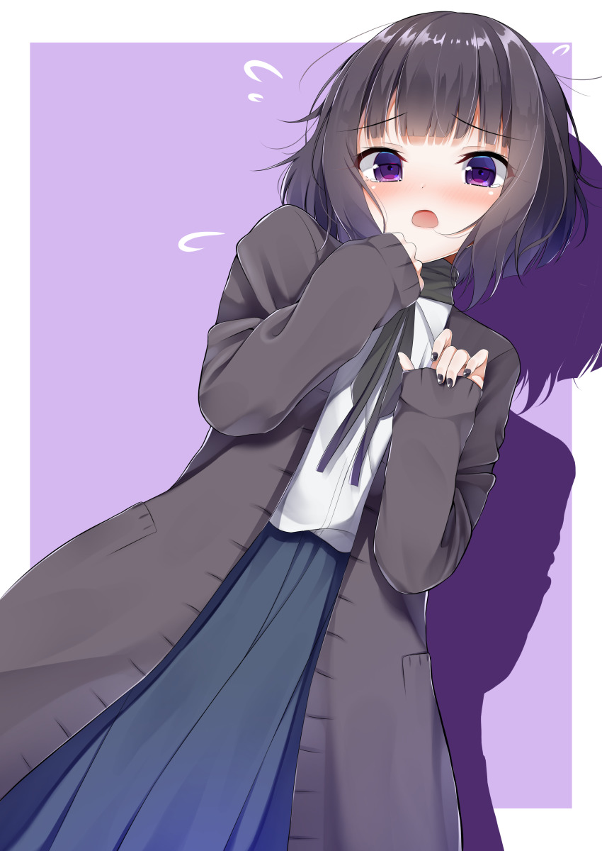 absurdres, blush, bob_cut, collared_shirt, fingernails, flying_sweatdrops, hand_on_own_face, highres