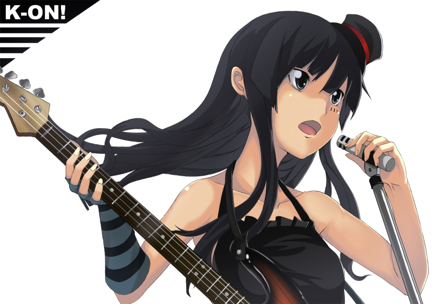 00s, 1girl, akiyama_mio, bad_id, bad_pixiv_id, bass_guitar, black_eyes, black_hair