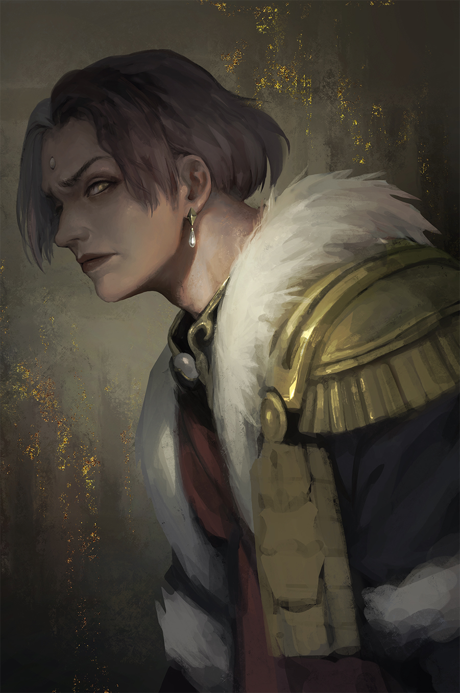 1boy, brown_hair, chatalaw, closed_mouth, coat, earrings, emet-selch, final_fantasy