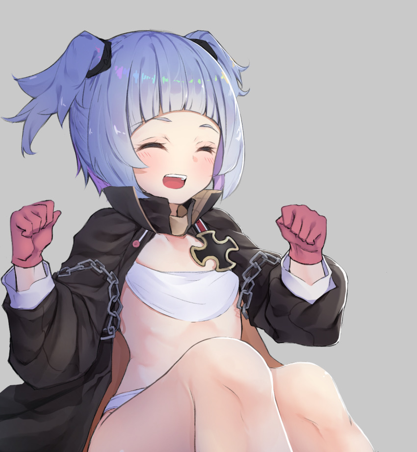 1girl, azur_lane, bikini, black_jacket, blue_hair, blunt_bangs, blush, closed_eyes