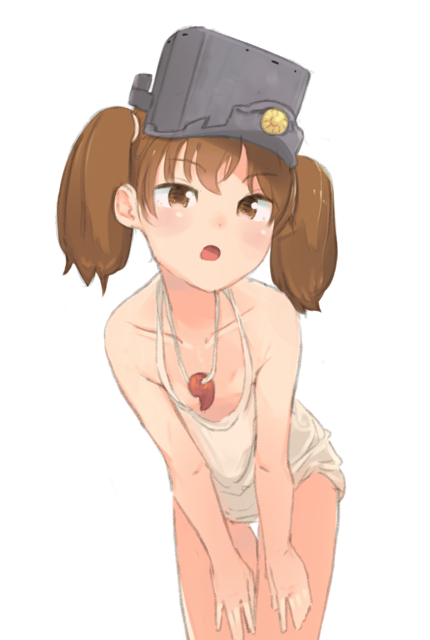 1girl, absurdres, bare_shoulders, brown_eyes, brown_hair, camisole, co_botan, collarbone