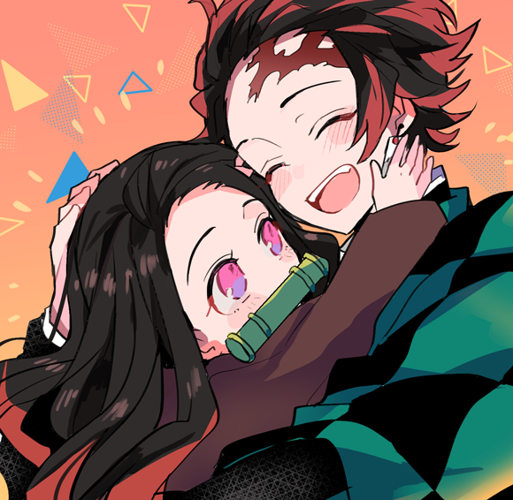 1boy, 1girl, aged_down, amesawa_mokke, bad_id, bad_pixiv_id, bamboo, bit_gag