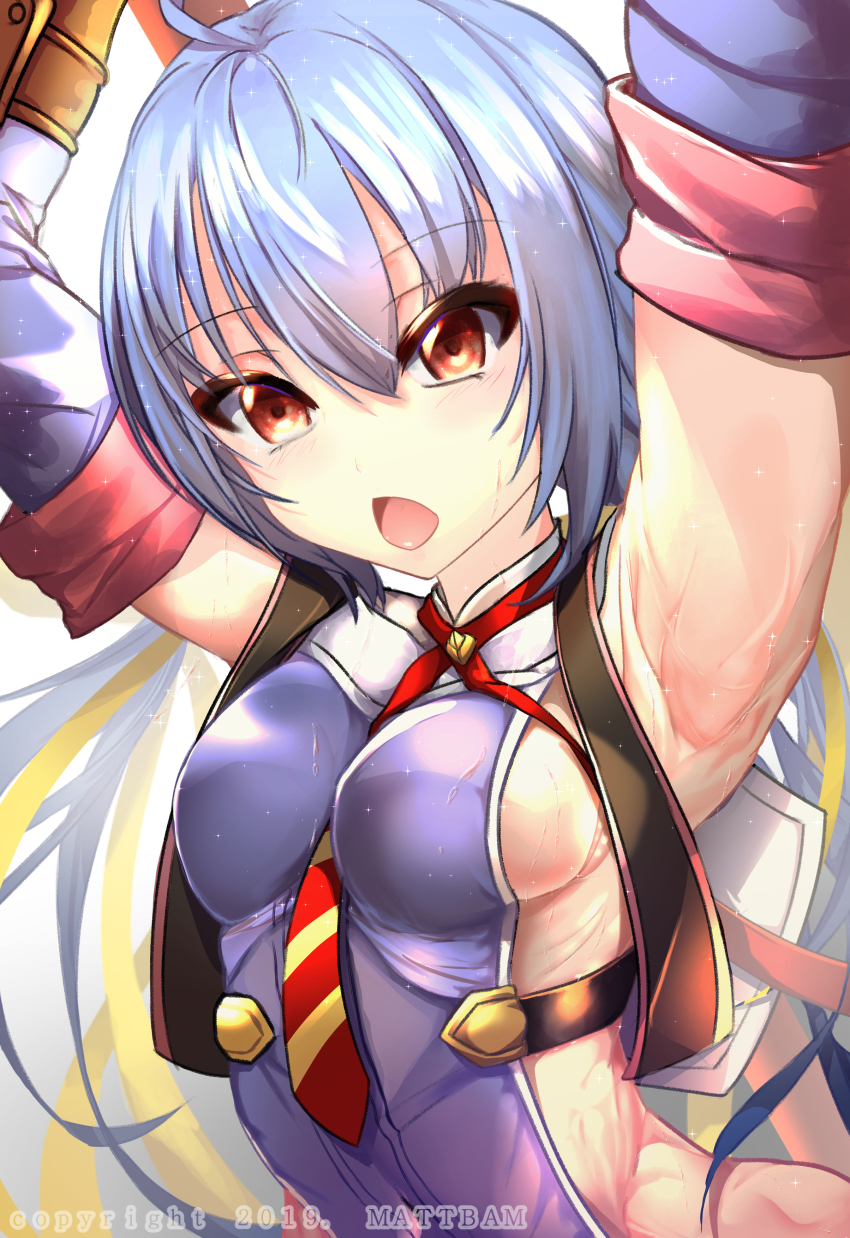 1girl, absurdres, armpits, bad_id, bad_pixiv_id, blue_eyes, breasts, epic_seven
