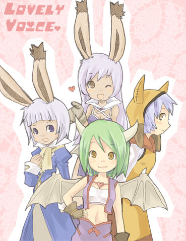 4girls, aluette, animal_ears, bad_id, bad_pixiv_id, bare_shoulders, blue_eyes, blue_hair