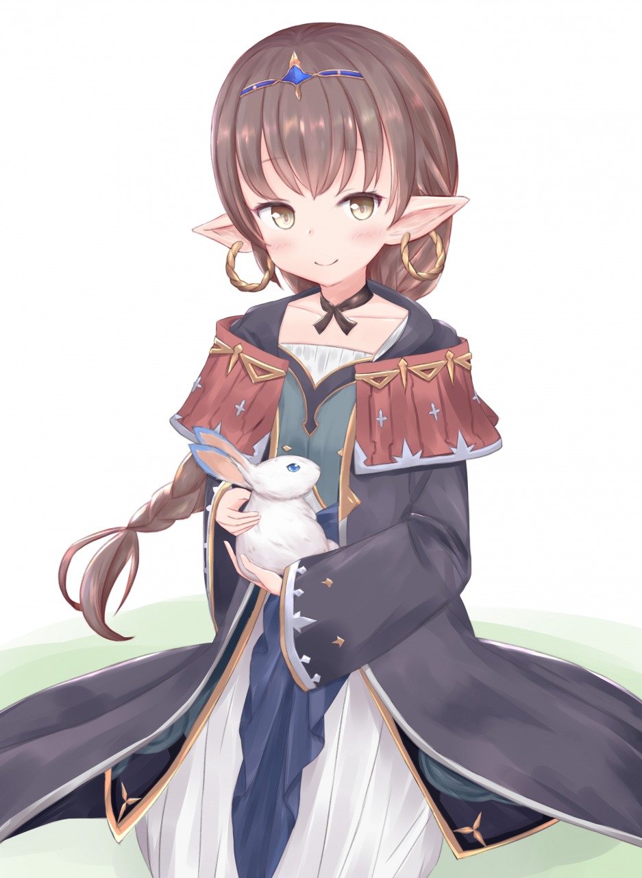 1girl, animal, black_ribbon, blush, braid, braided_ponytail, brown_hair, ceresia8327