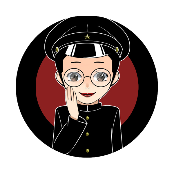 1boy, black_hair, brown_eyes, dentaku_(litchi_hikari_club), gakuran, gakuseibou, glasses, hat