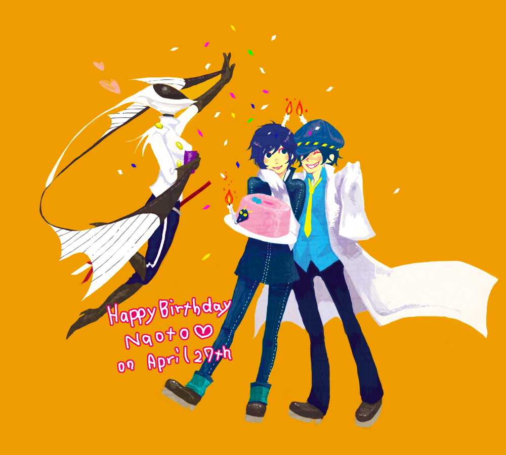 2girls, androgynous, atlus, birthday, blue_eyes, blue_hair, dark_persona, dual_persona