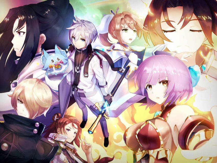 aramintha_(epic_seven), bare_shoulders, bask_(epic_seven), black_hair, breasts, crying, ctiahao, deviantart