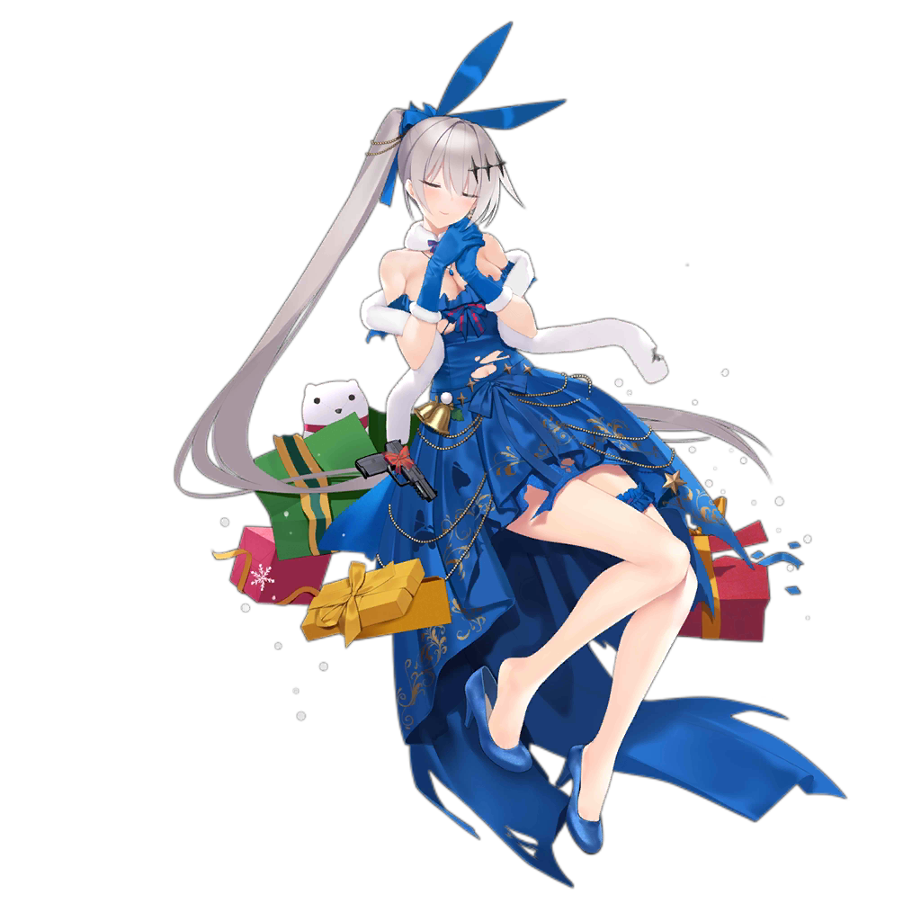 1girl, :p, anklet, arm_up, bare_shoulders, bell, blue_bow, blue_dress