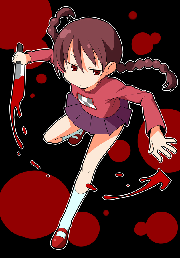 1girl, azuharu, azumi_haruhito, bad_id, bad_pixiv_id, blood, braid, brown_hair
