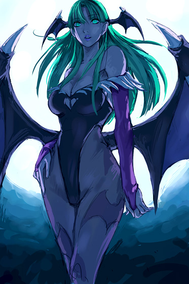 1girl, akito, animal_print, aqua_eyes, aqua_hair, bare_shoulders, bat_print, bat_wings