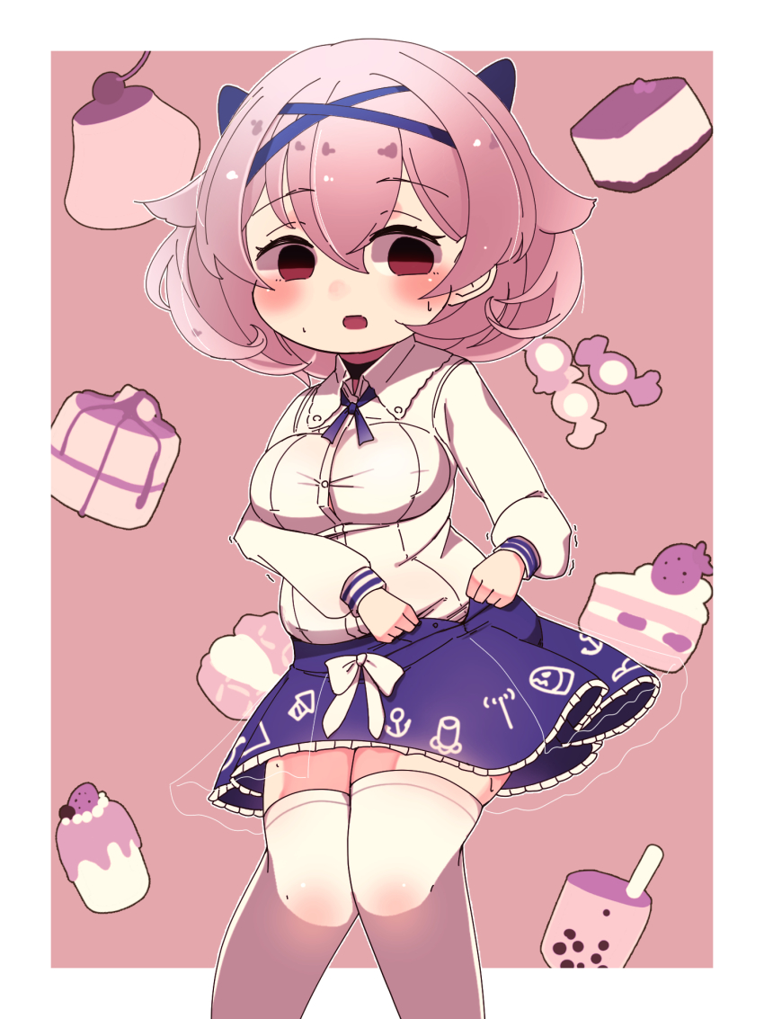 1girl, aylwin_(azur_lane), aylwin_(sunday_aquarium_visit)_(azur_lane), azur_lane, black_choker, blue_ribbon, blue_skirt, blush