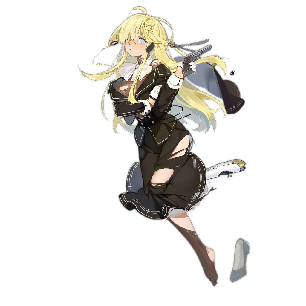 1girl, black_dress, blonde_hair, blue_eyes, blush, braid, closed_mouth, cz52_(girls'_frontline)