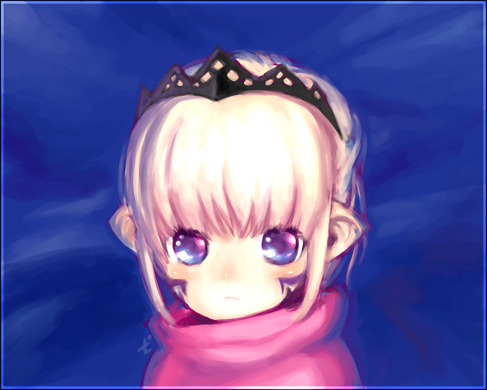 1girl, 7h2o, bad_id, bad_pixiv_id, blonde_hair, blue_eyes, blush, crown