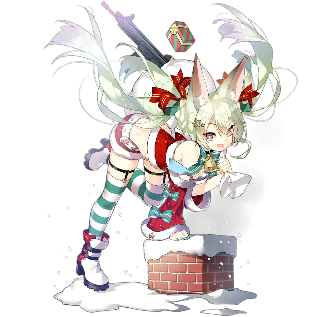 1girl, animal_ear_fluff, animal_ears, art556_(girls'_frontline), art556_(little_chimney_sweeper)_(girls'_frontline), assault_rifle, bell, blonde_hair, boots, bow, bowtie, brazil, brown_eyes, collar, female_focus, full_body, gift, girls'_frontline, gun, gun_on_back, hair_between_eyes, hair_ornament, jacket, long_hair, looking_at_viewer, neck_bell, official_alternate_costume, official_art, red_jacket, ribbon, rifle, santa_costume, saru, short_shorts, shorts, smile, solo, star_(symbol), star_hair_ornament, striped_clothes, striped_thighhighs, tail, taurus_art556, thighhighs, transparent_background, twintails, very_long_hair, weapon, weapon_on_back