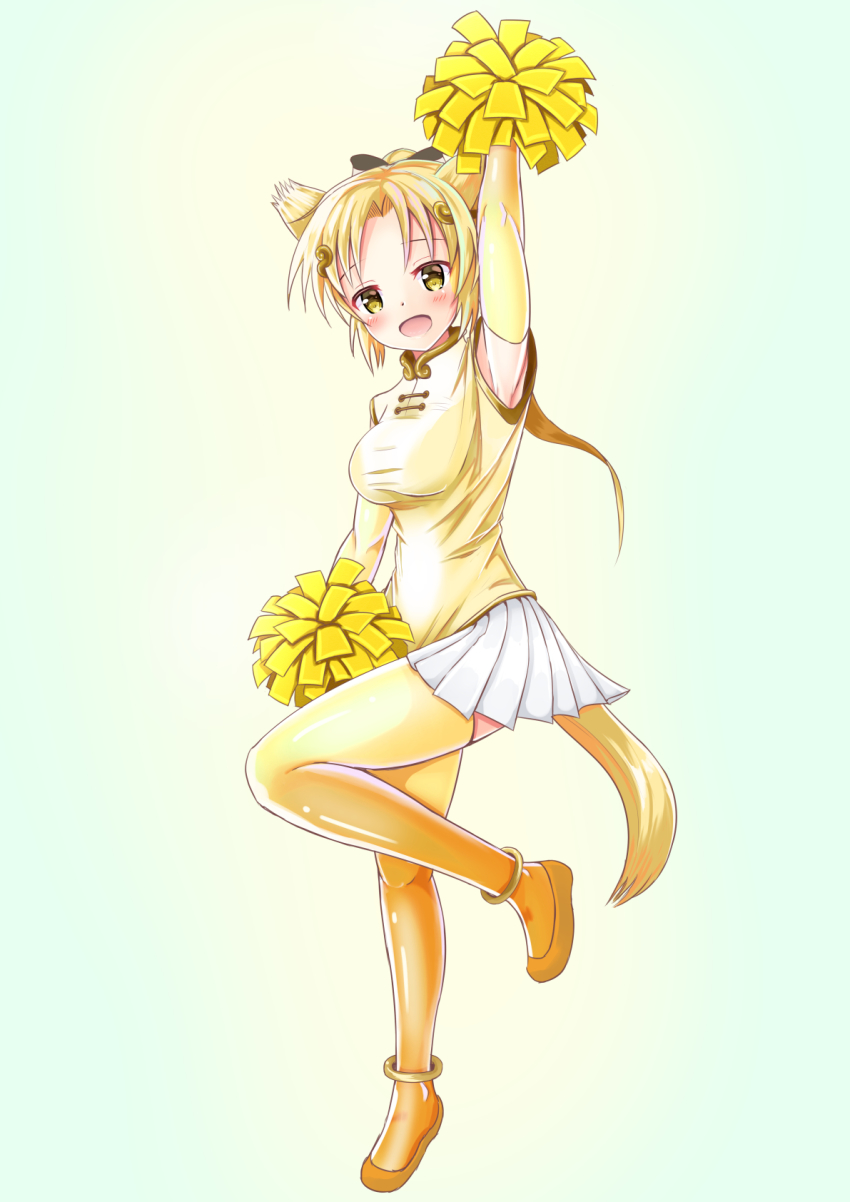 10s, 1girl, anima_yell!, arm_up, armpits, bad_id, bad_pixiv_id, blonde_hair