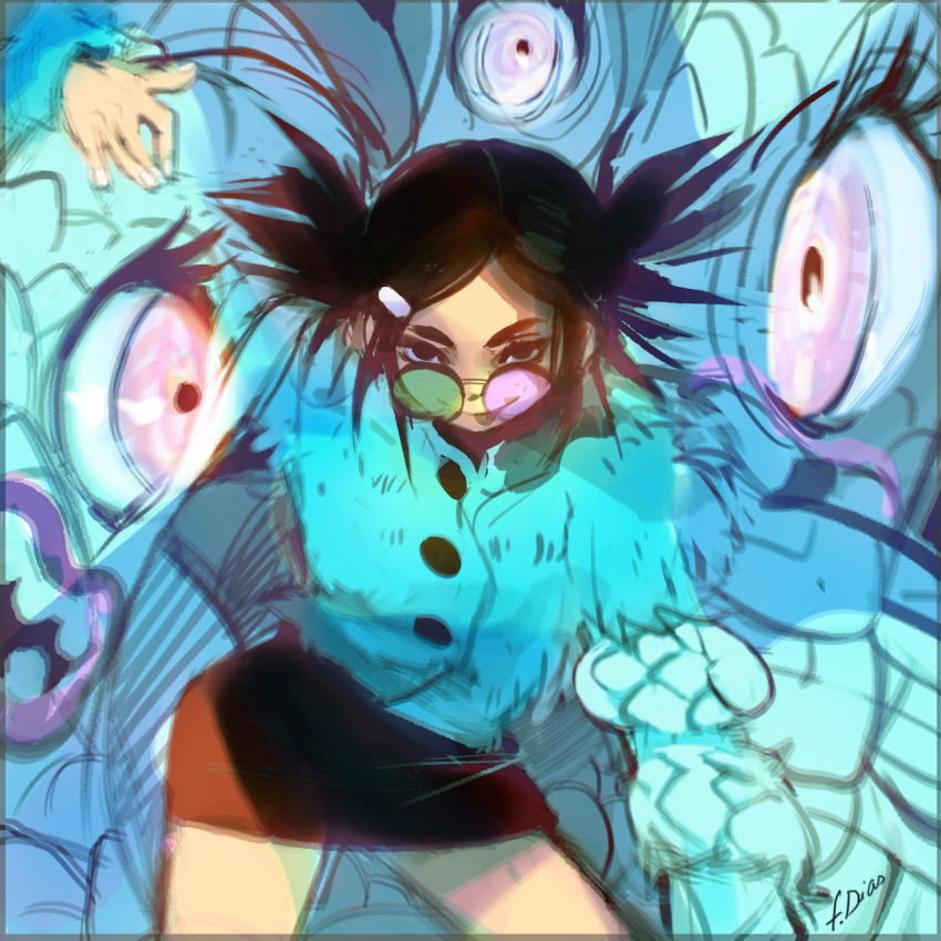 1girl, :p, black_dress, black_eyes, black_hair, buttons, coat, contrapposto