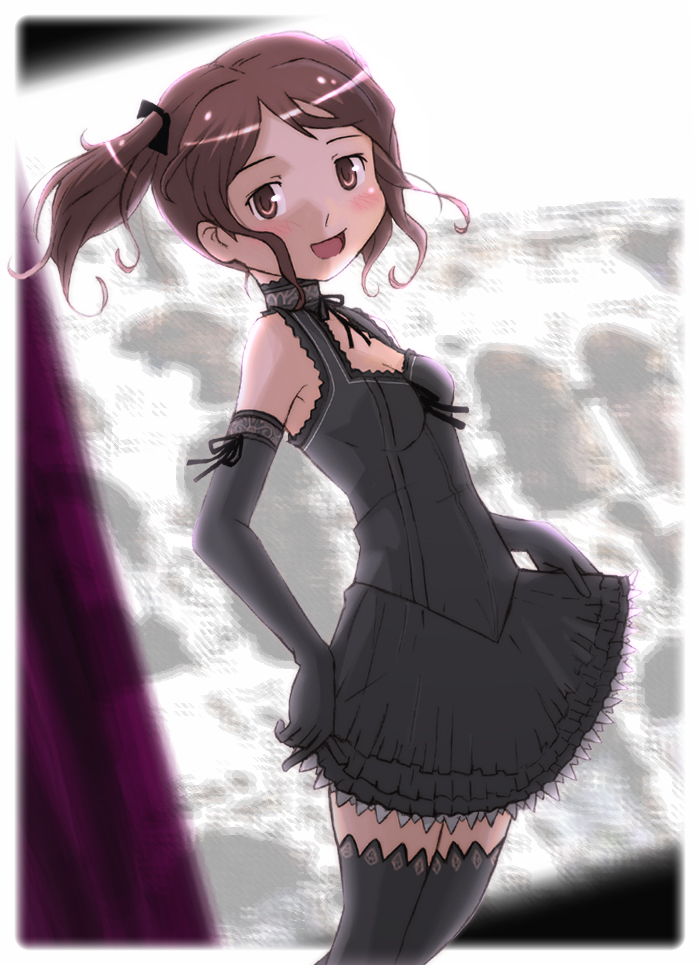 amagami, brown_hair, dress, elbow_gloves, gloves, gothic_lolita, lolita_fashion, nakata_sae