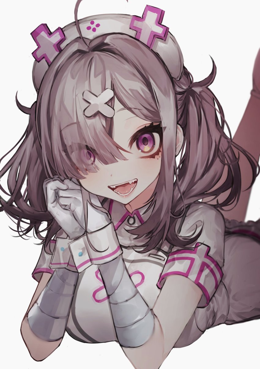 1girl, agenasumiso51, ahoge, apron, blurry, blurry_background, blush, breasts