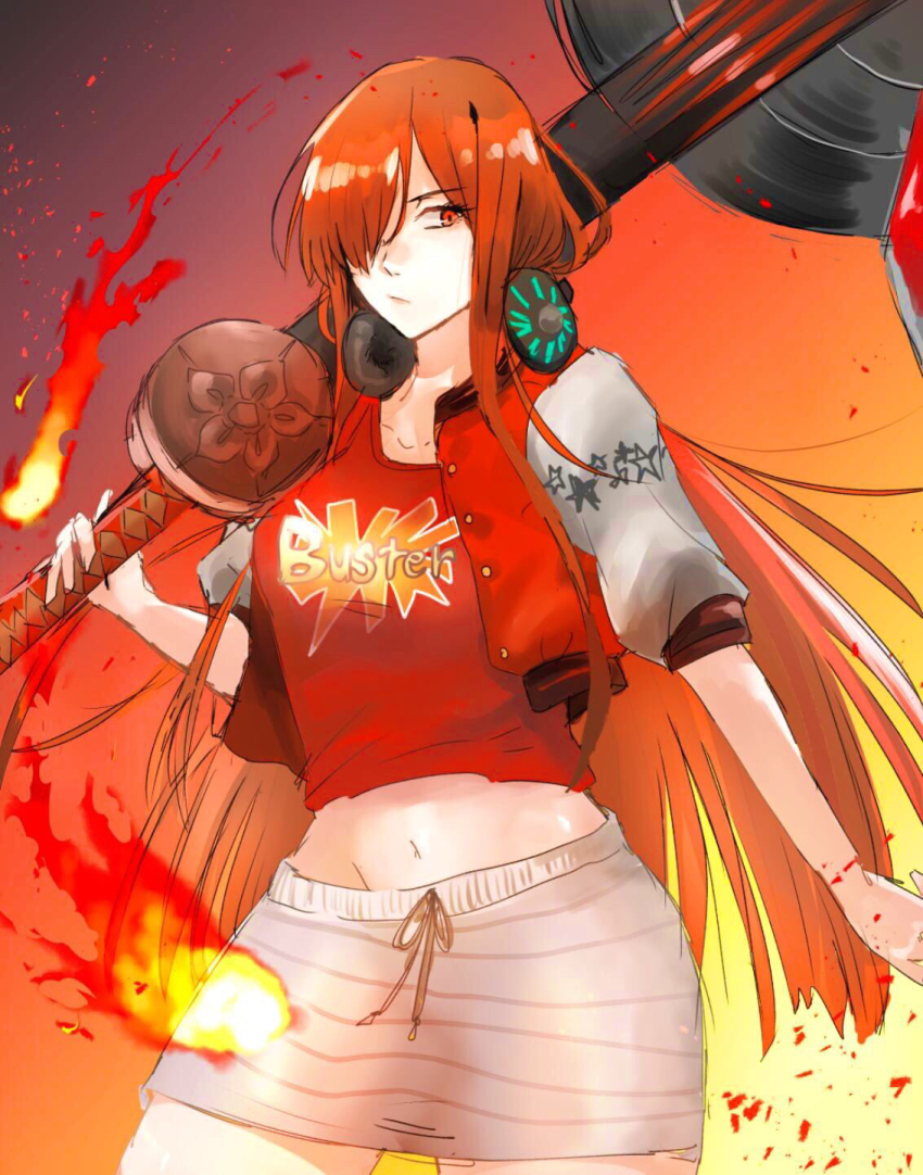 1girl, buster_shirt, cosplay, fate/grand_order, fate_(series), female_focus, guitar, headphones