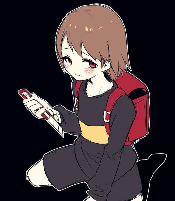 1other, androgynous, bad_id, bad_pixiv_id, black_background, boxcutter, brown_hair, chara_(undertale)