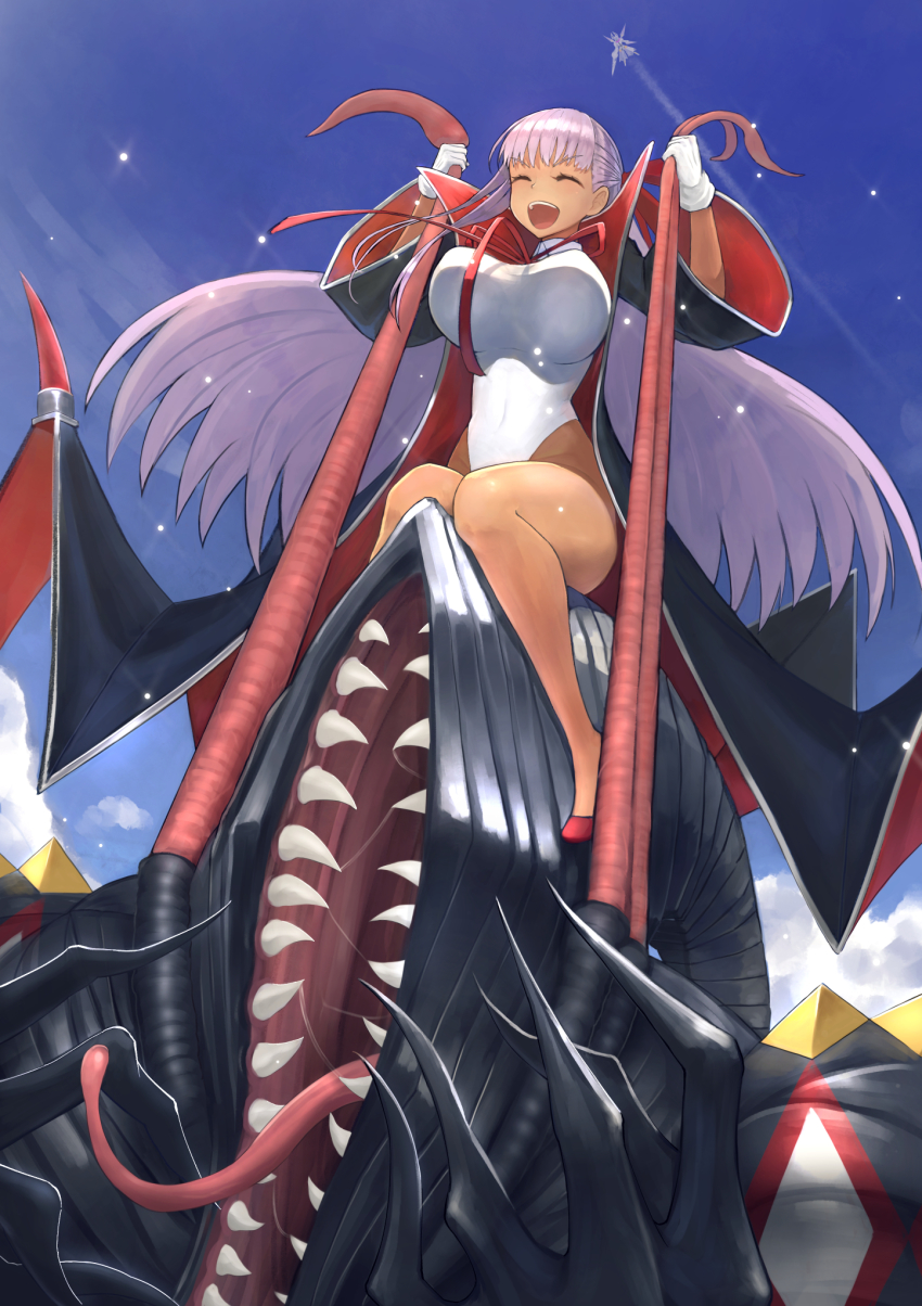 artoria_pendragon_(fate), bb_(fate), bb_(swimsuit_mooncancer)_(third_ascension)_(fate), breasts, closed_eyes, fangs, fate/grand_order, fate_(series)