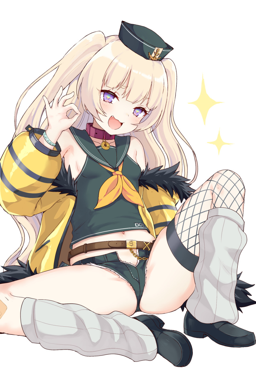 +_+, 1girl, :d, azur_lane, bache_(azur_lane), bare_shoulders, belt, black_hat