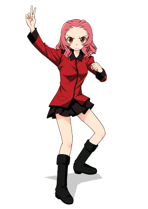 1girl, arm_up, black_boots, black_skirt, boots, brown_eyes, clenched_hand, closed_mouth