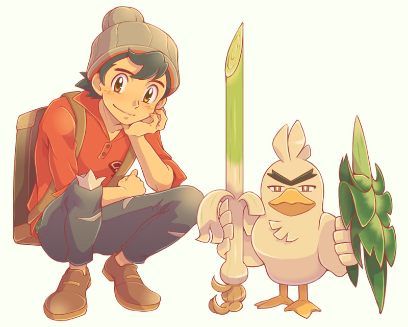 1boy, ash_ketchum, backpack, bag, black_hair, blush, brown_eyes, brown_footwear