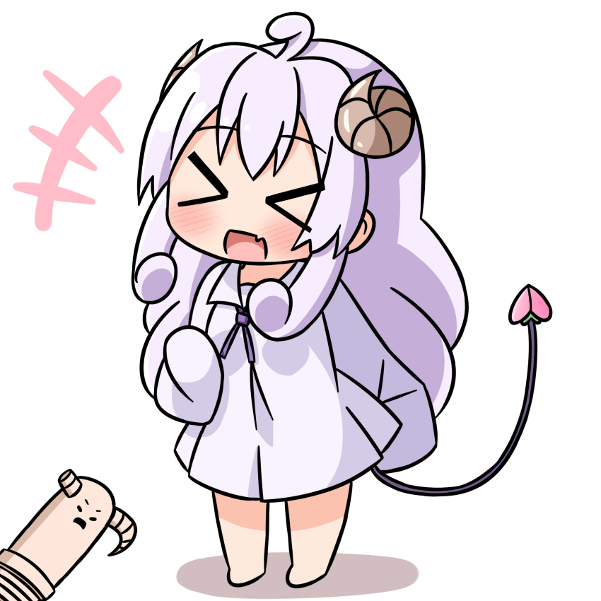 >_<, +++, 1girl, :d, ahoge, barefoot, blush, chibi