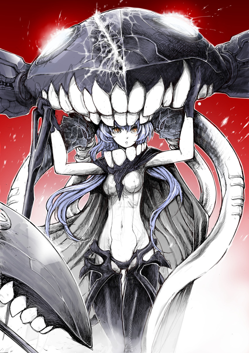 1girl, :o, abyssal_ship, black_cape, black_hat, bodysuit, breasts, burningblossom