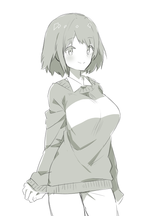 1girl, aged_up, alternate_breast_size_(larger), alternate_universe, bad_id, bad_pixiv_id, blouse, breasts