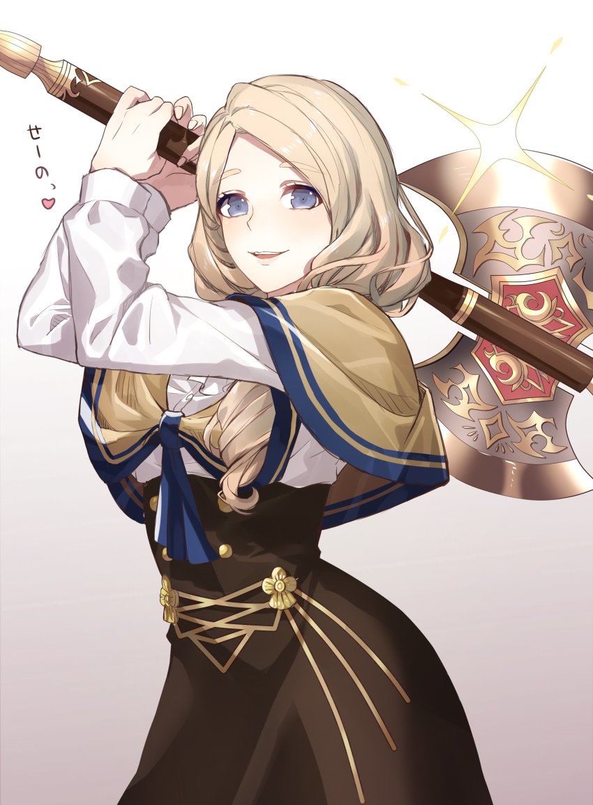 1girl, absurdres, axe, blonde_hair, blue_eyes, female_focus, fire_emblem, fire_emblem:_three_houses