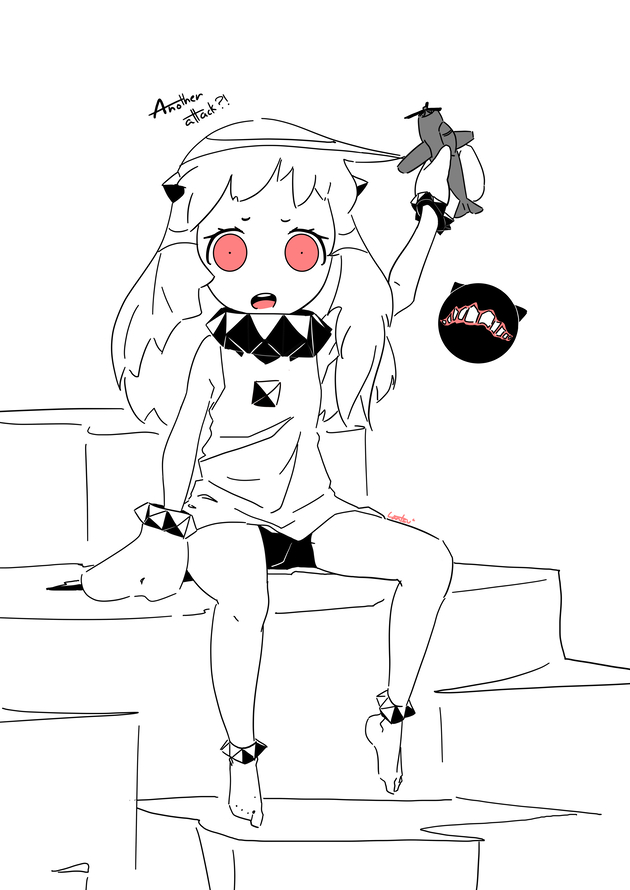 colored_skin, cutesu_(character), english_text, kantai_collection, northern_ocean_princess, sitting, tagme, white_skin