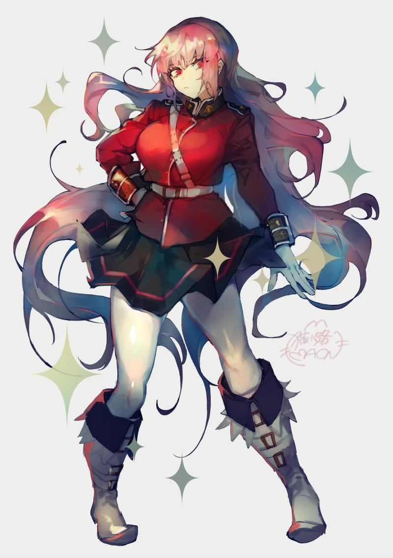 1girl, alternate_hair_length, alternate_hairstyle, boots, breasts, fate/grand_order, fate_(series), female_focus