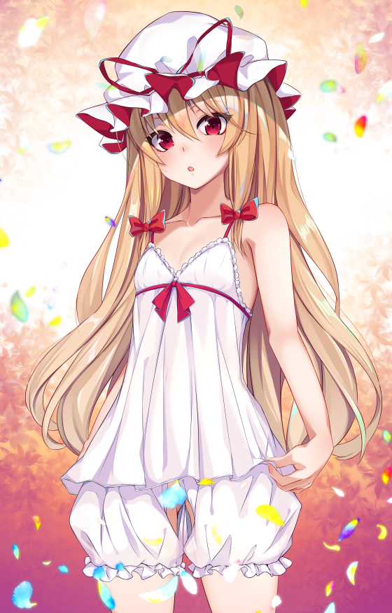 1girl, :o, aged_down, alternate_costume, alternate_eye_color, bare_arms, bare_shoulders, blonde_hair
