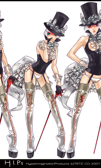 boots, frills, hat, panties, tetz-co, thighhighs, top_hat, underwear