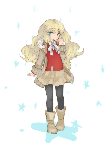 blonde_hair, boots, child, green_eyes, jacket, long_hair, noko351, original