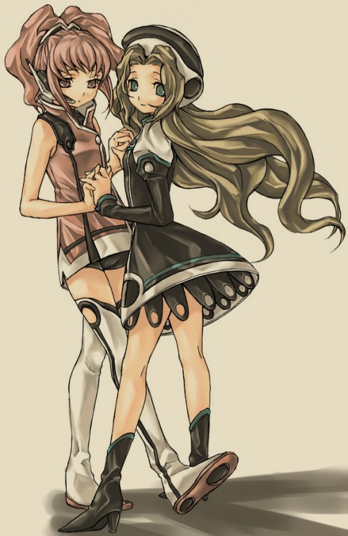 00s, 2girls, anya_alstreim, brown_hair, casual, code_geass, hat, multiple_girls