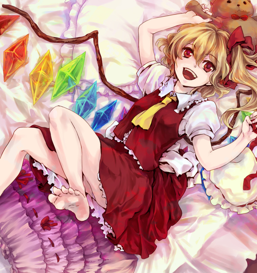 1girl, akaya_(rednight_dd), barefoot, blonde_hair, blouse, collared_shirt, feet, female_focus
