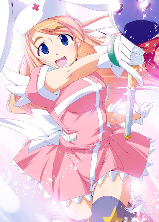 1girl, animal_ears, blonde_hair, blue_eyes, cosplay, female_focus, hat, k-on!