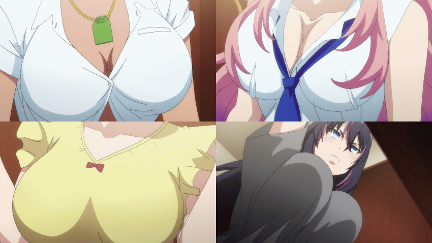 10s, 4girls, animated, animated_gif, anime_screenshot, aoi_misa, blue_eyes, bouncing_breasts
